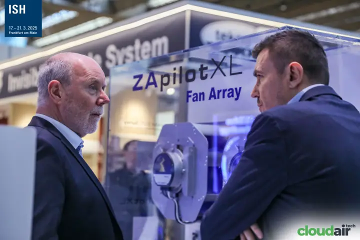 Conversation in front of the Ziehl-Abegg ZApilot XL Fan Array display