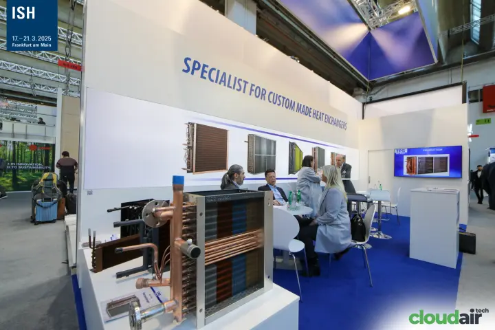 Copper-header heat exchanger coil displayed at the TPS stand