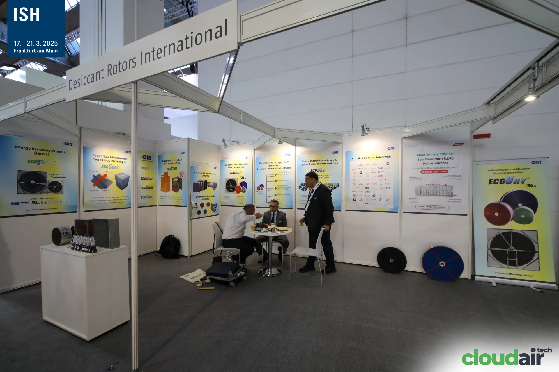 Desiccant Rotors International shell-scheme stand with rotors and posters at ISH 2025