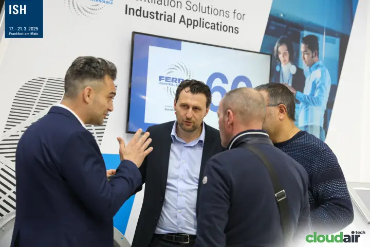 Discussion under the industrial applications wall at S&P at ISH 2025