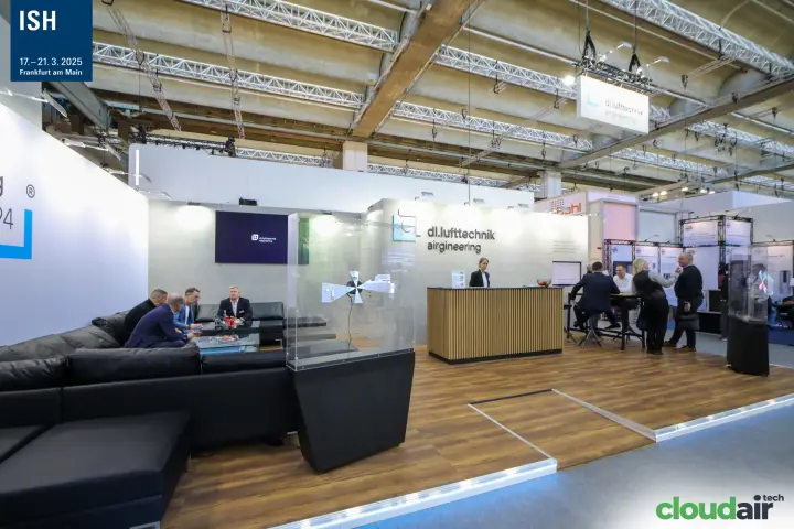 dl.lufttechnik airgineering stand with black leather lounge