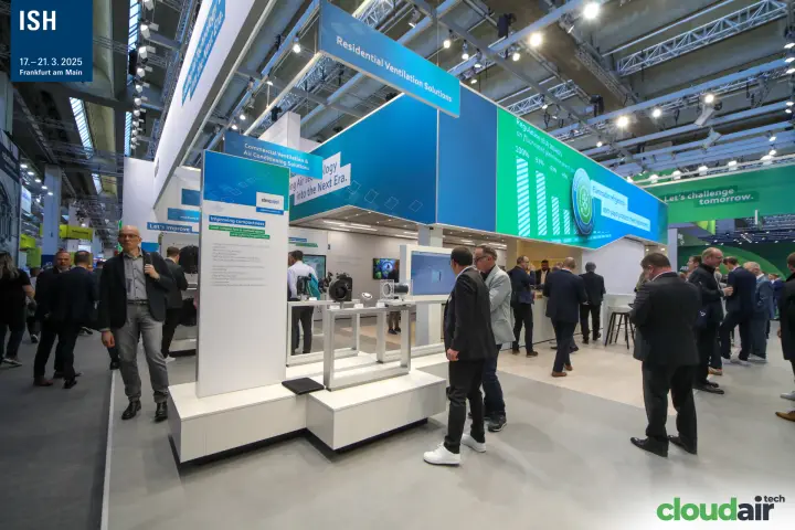 ebm-papst residential ventilation area with compact fan exhibits at ISH 2025