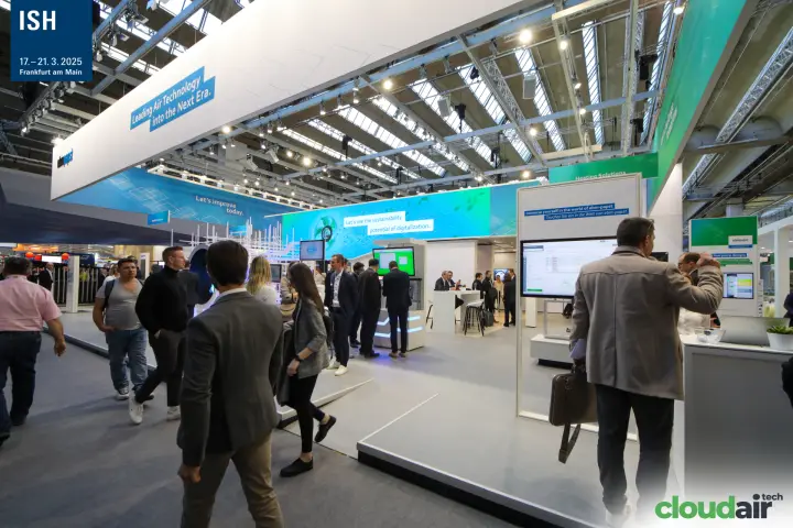 ebm-papst stand with 'Leading Air Technology into the Next Era' fascia at ISH 2025