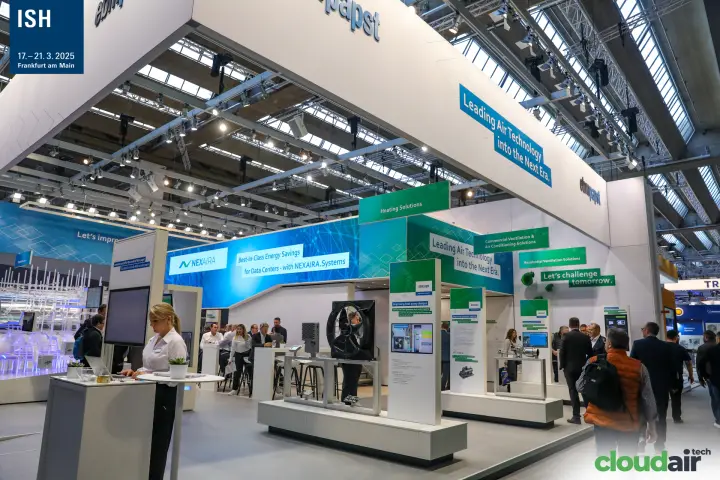 ebm-papst stand with NEXAIRA data centre and heating solutions zones at ISH 2025