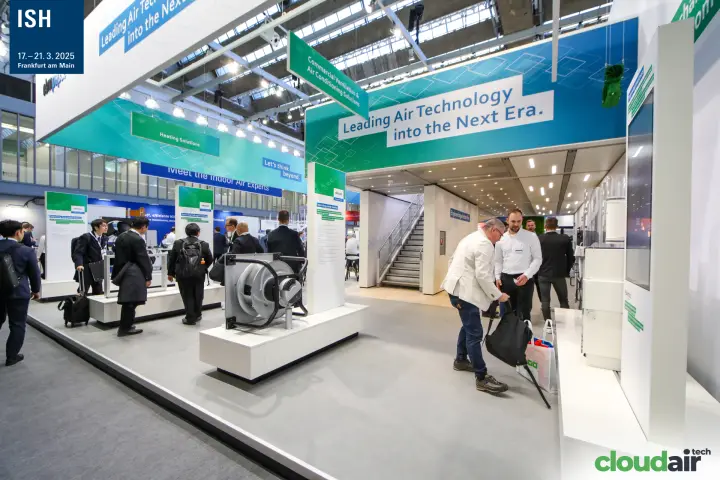 ebm-papst stand under the slogan 'Leading Air Technology into the Next Era.' at ISH 2025