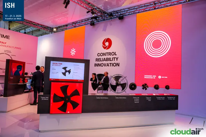 EMC FIME axial fans in front of red and orange LED walls