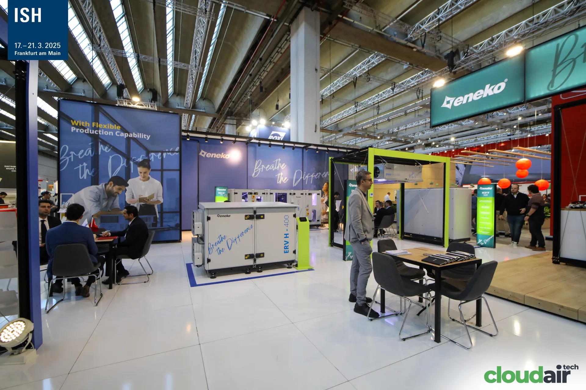 Eneko ERV H-400 unit with "With Flexible Production Capability" wall at ISH 2025