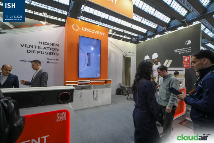 Ergovent hidden ventilation diffusers with Design Plus and iF award marks at ISH 2025