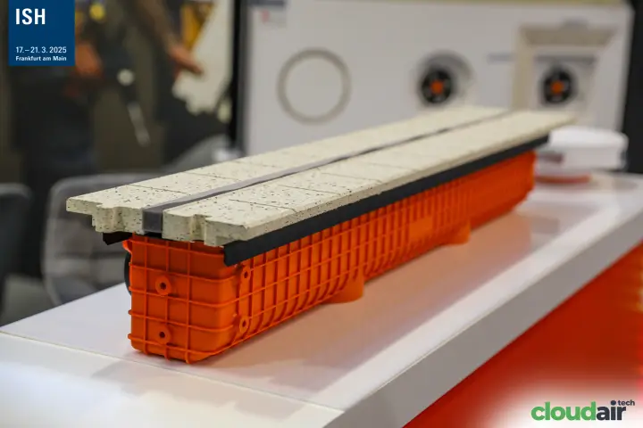 Ergovent orange linear plenum box with stone-look slot cover