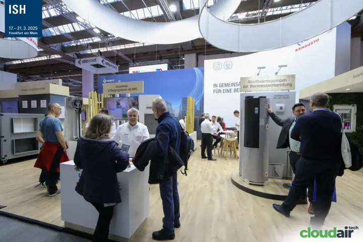 Exhaust-air heat pump water heater on the Aereco Exhausto stand at ISH 2025