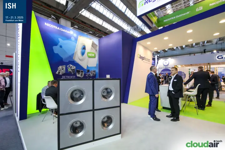 Fan wall of four plenum fans on the Nicotra Gebhardt stand