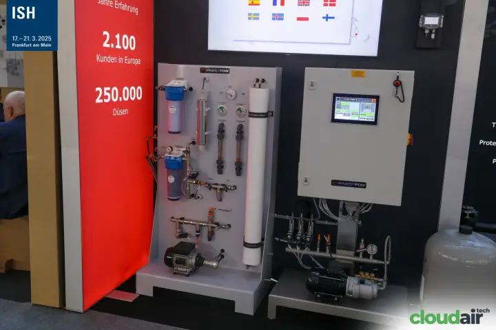 FinestFog water treatment rack and high-pressure pump station at ISH 2025