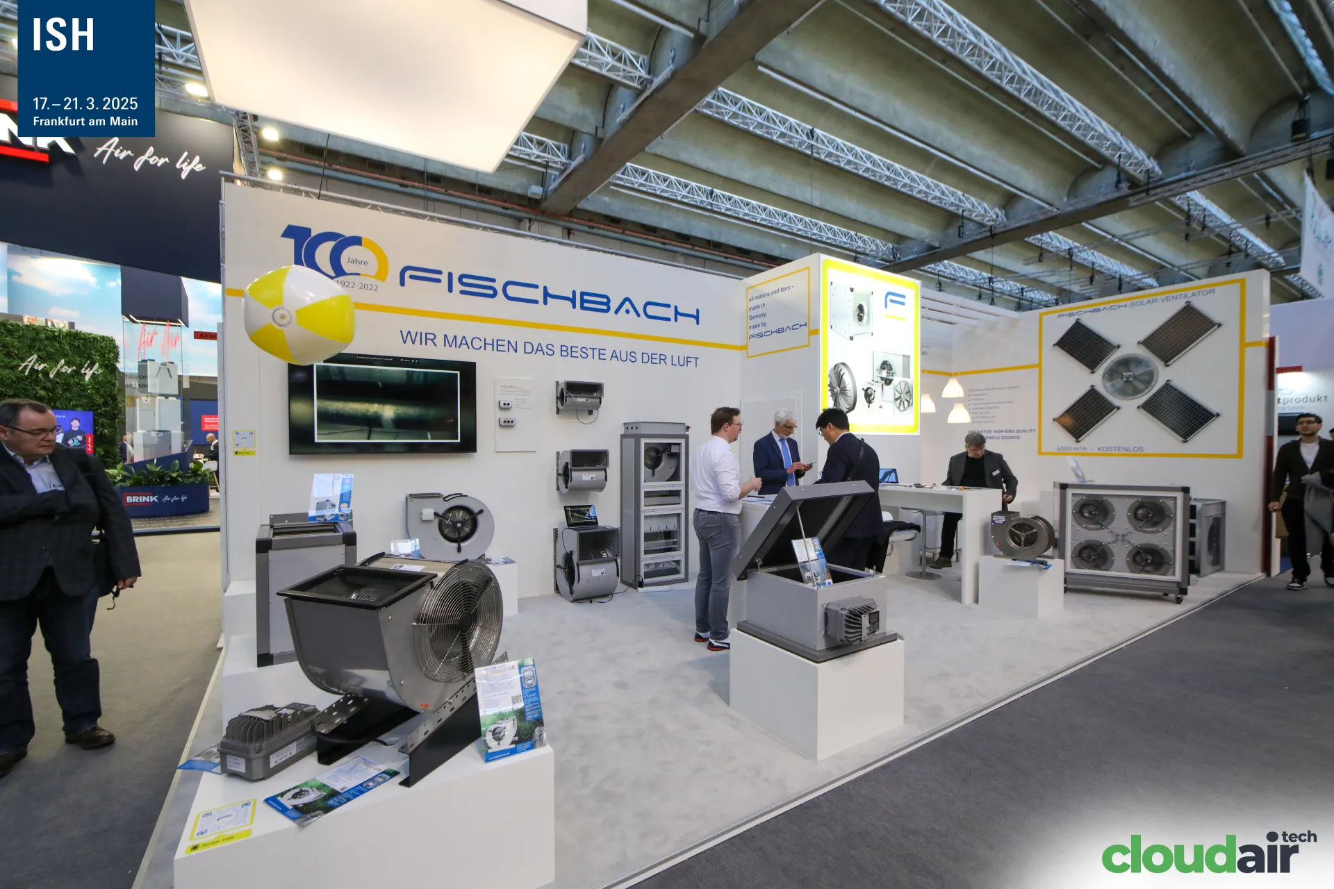 Fischbach centenary stand with centrifugal fans and a solar ventilator at ISH 2025