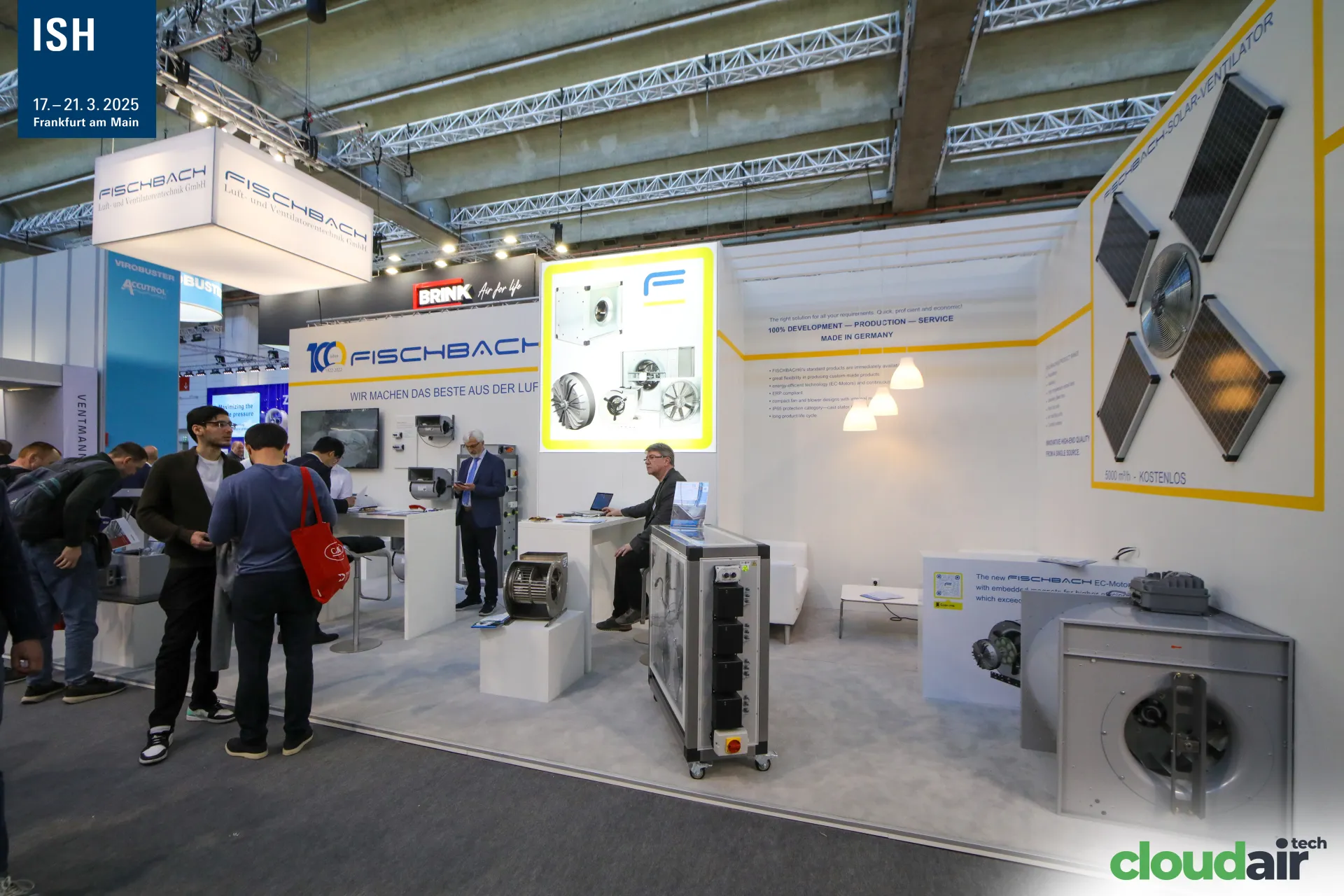 Fischbach EC-motor fans and solar ventilator seen from the side at ISH 2025