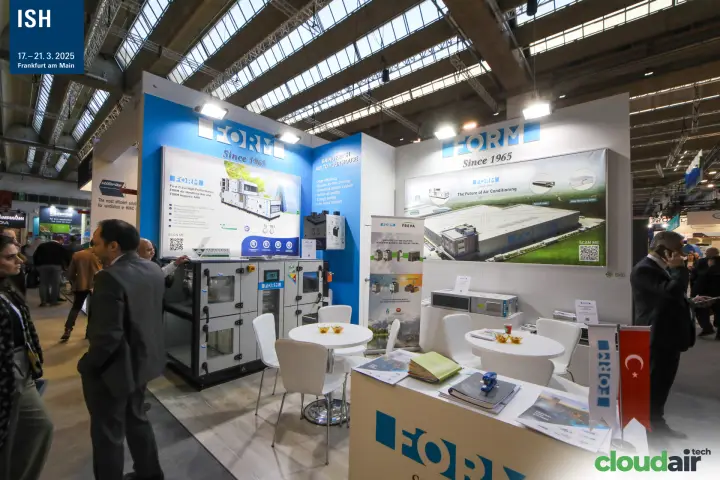 Form stand with a hygienic air handling unit and "Since 1965" graphics at ISH 2025