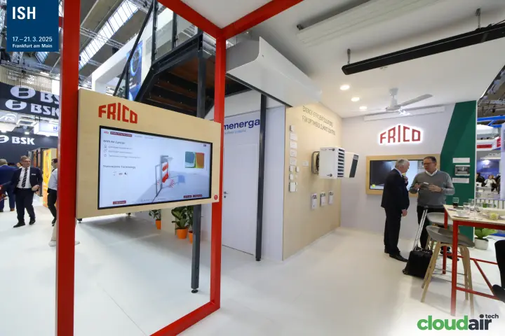 Frico screen on air curtain benefits with unit heater and overhead air curtain at ISH 2025