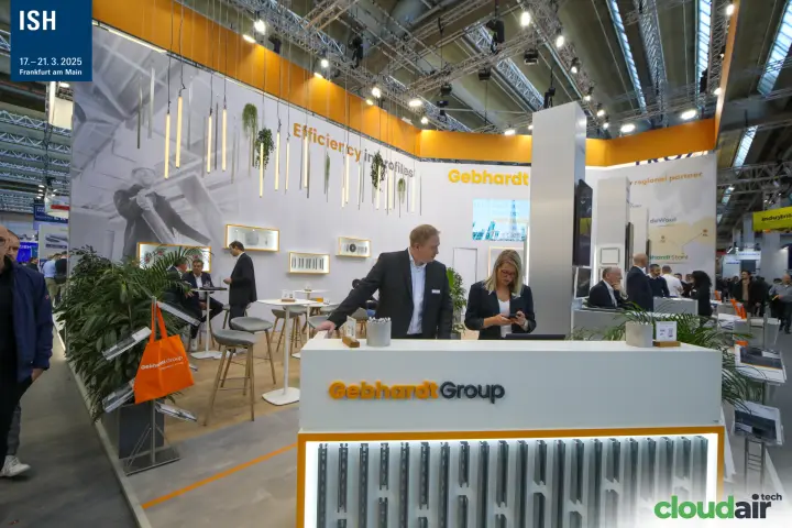 Frontal view of the Gebhardt counter and seating area at ISH 2025