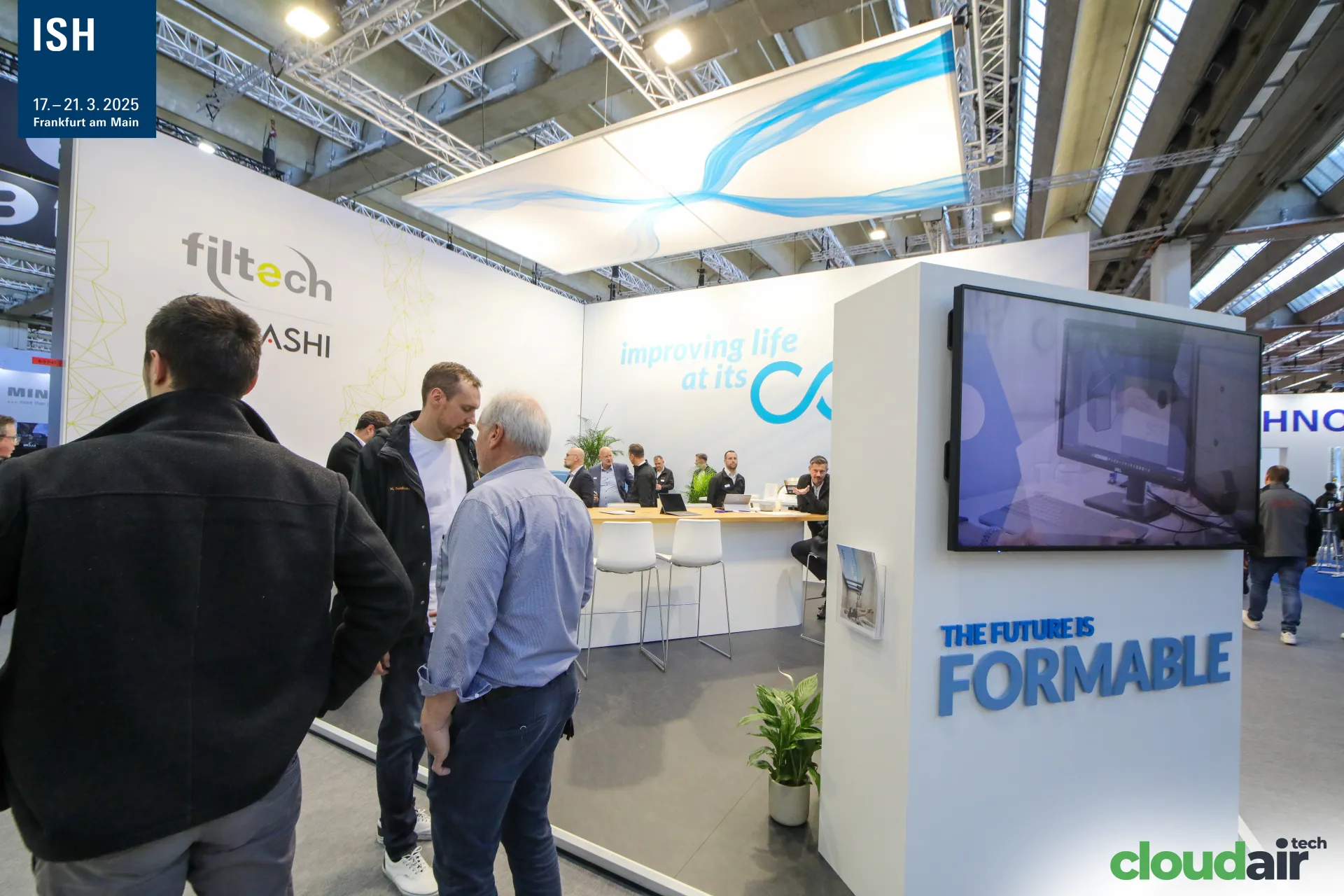 'The future is formable' column with screen at the Core stand at ISH 2025