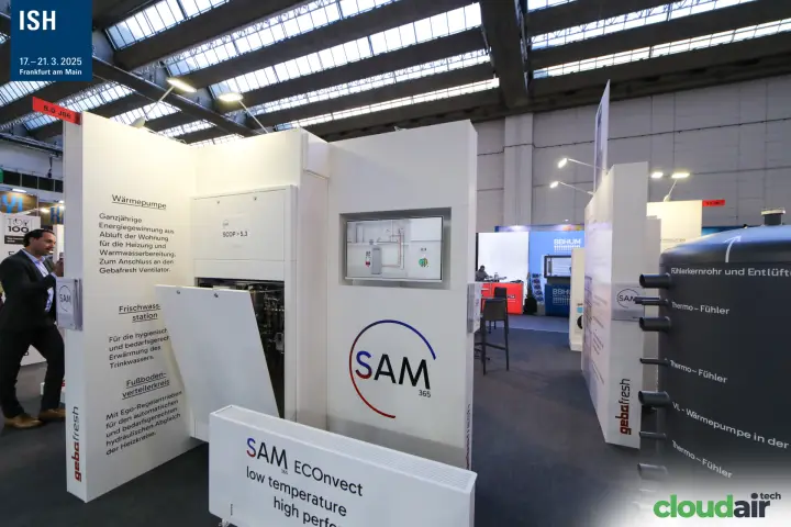 Geba SAM 365 exhaust-air heat pump module with open front panel