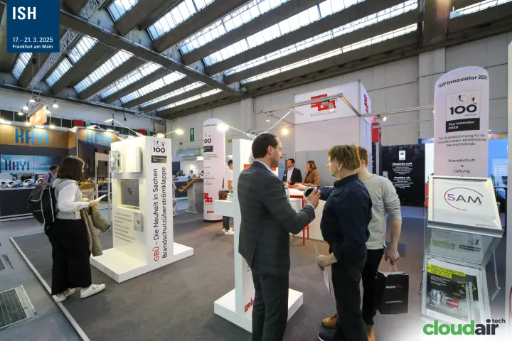 Geba stand with GBÜ damper display and SAM 365 leaflet display