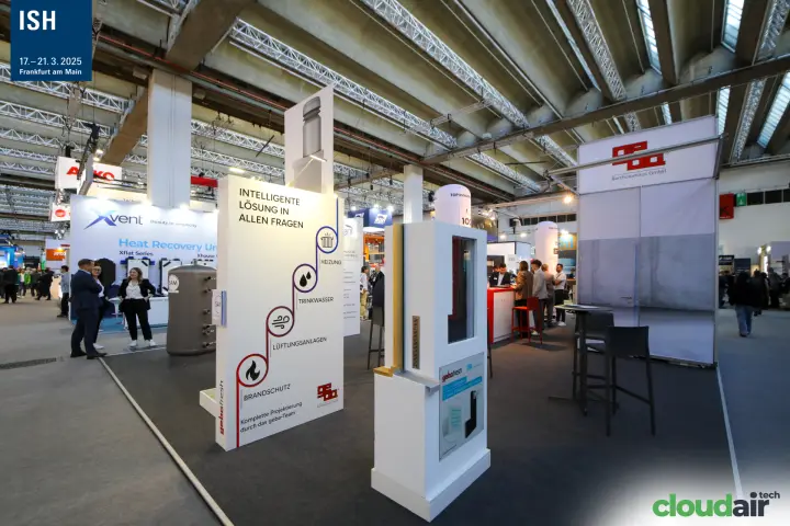 Geba stand with "Intelligente Lösung in allen Fragen" wall and gebafresh section