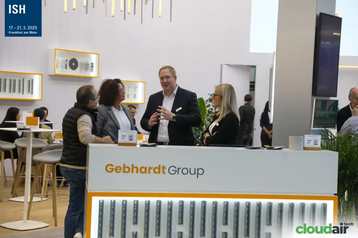 Gebhardt Group counter with illuminated display of mounting profiles at ISH 2025