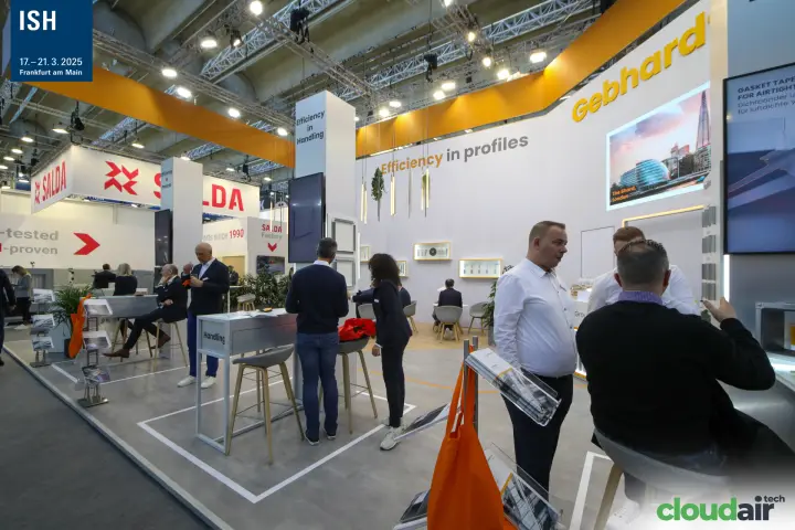 Gebhardt stand with Efficiency in profiles wall and duct samples at ISH 2025