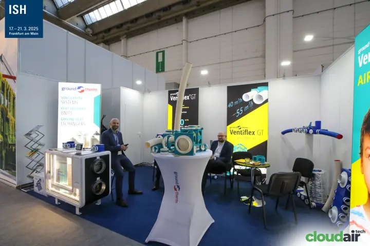 Ground-Therm stand with Ventiflex GT duct system and heat recovery unit