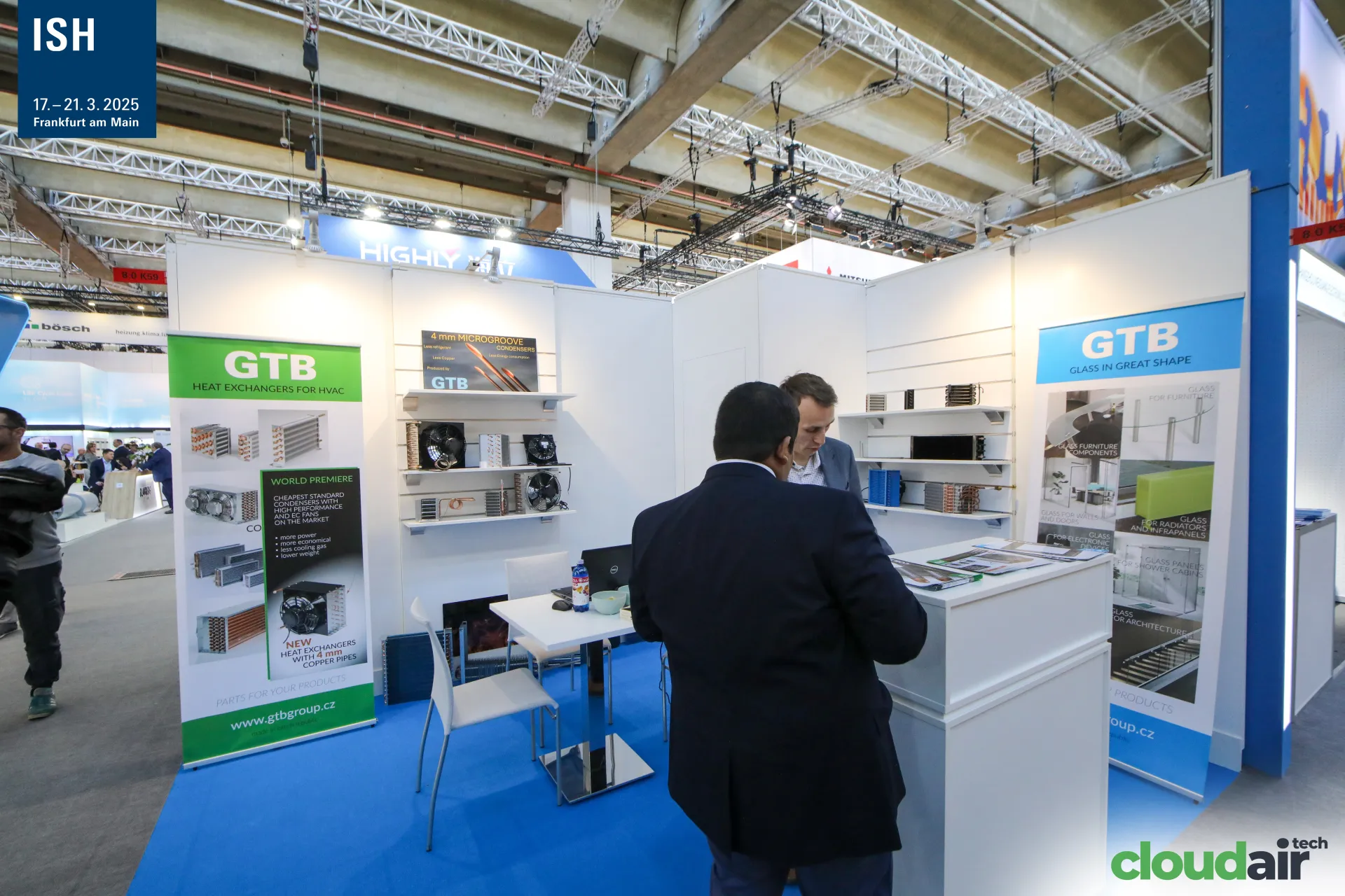 GTB stand with heat exchangers and 4 mm microgroove condensers at ISH 2025
