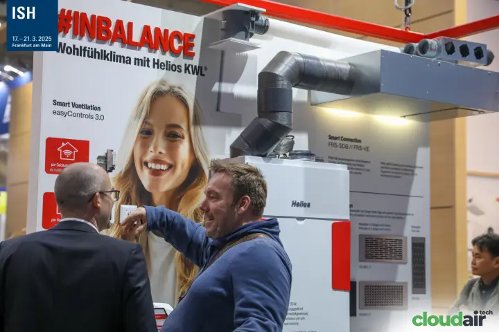 Helios KWL ventilation unit with easyControls 3.0 and design grilles at ISH 2025