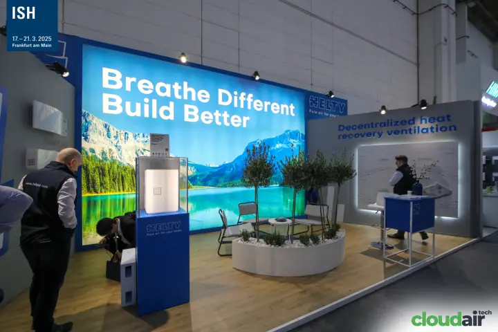 Helty stand with decentralized heat recovery ventilation units at ISH 2025