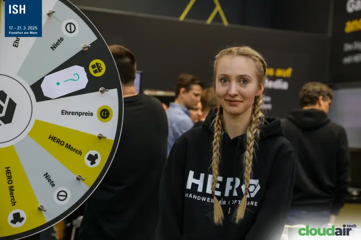 HERO Handwerker Software team member at the stand at ISH 2025