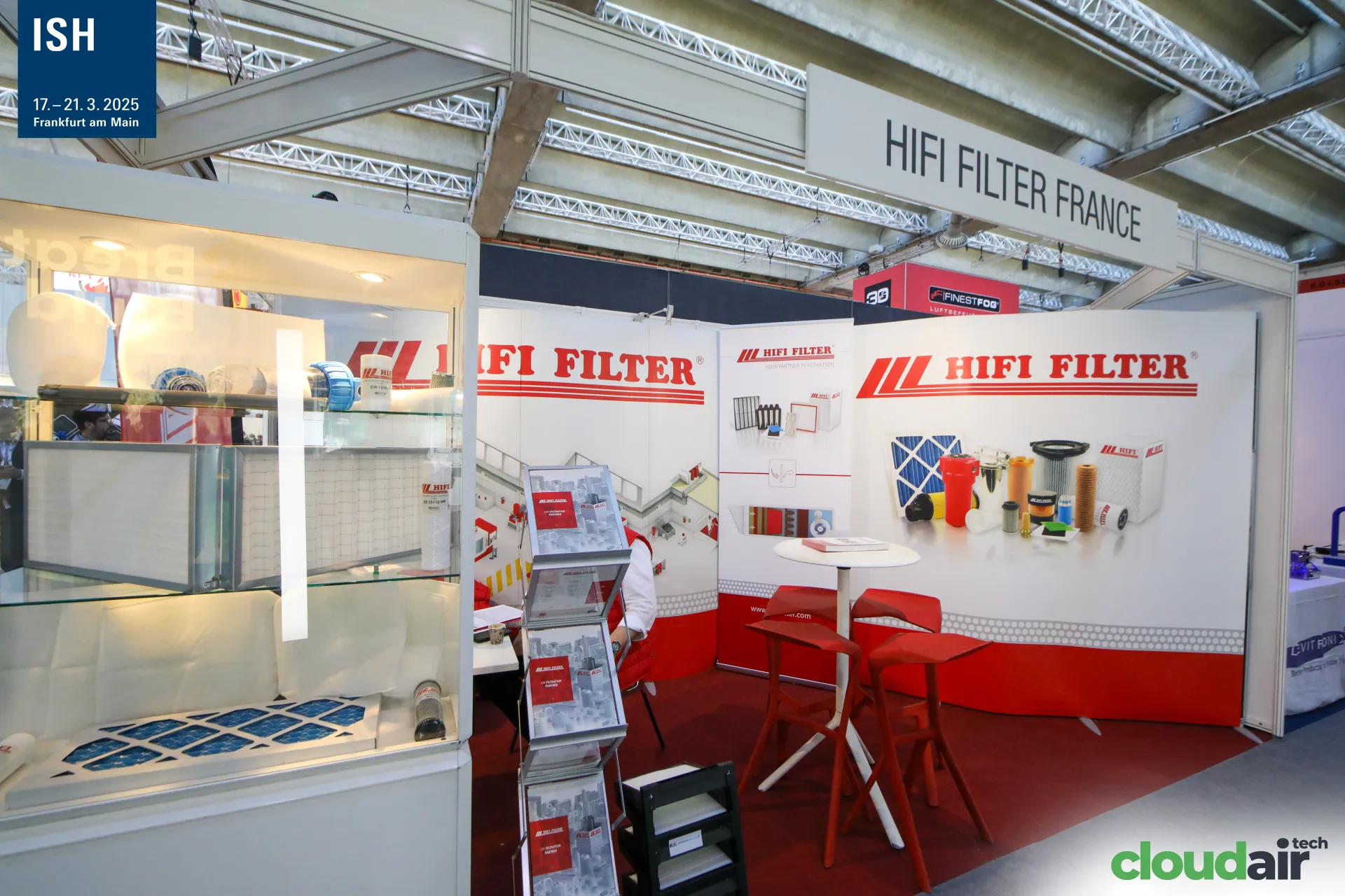 HIFI Filter France stand with panel filters and filter cartridges at ISH 2025