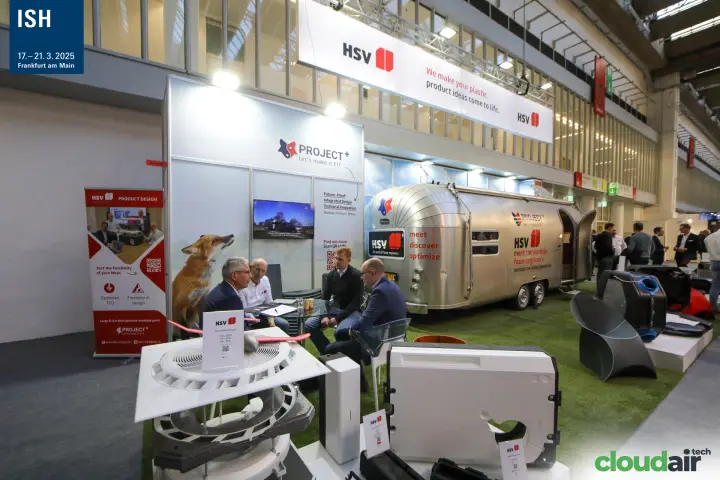 HSV particle foam parts and silver Project+ travel trailer at ISH 2025