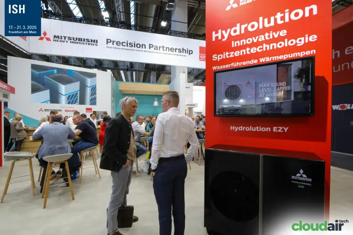 Hydrolution EZY R290 heat pump on the Mitsubishi Heavy Industries stand at ISH 2025