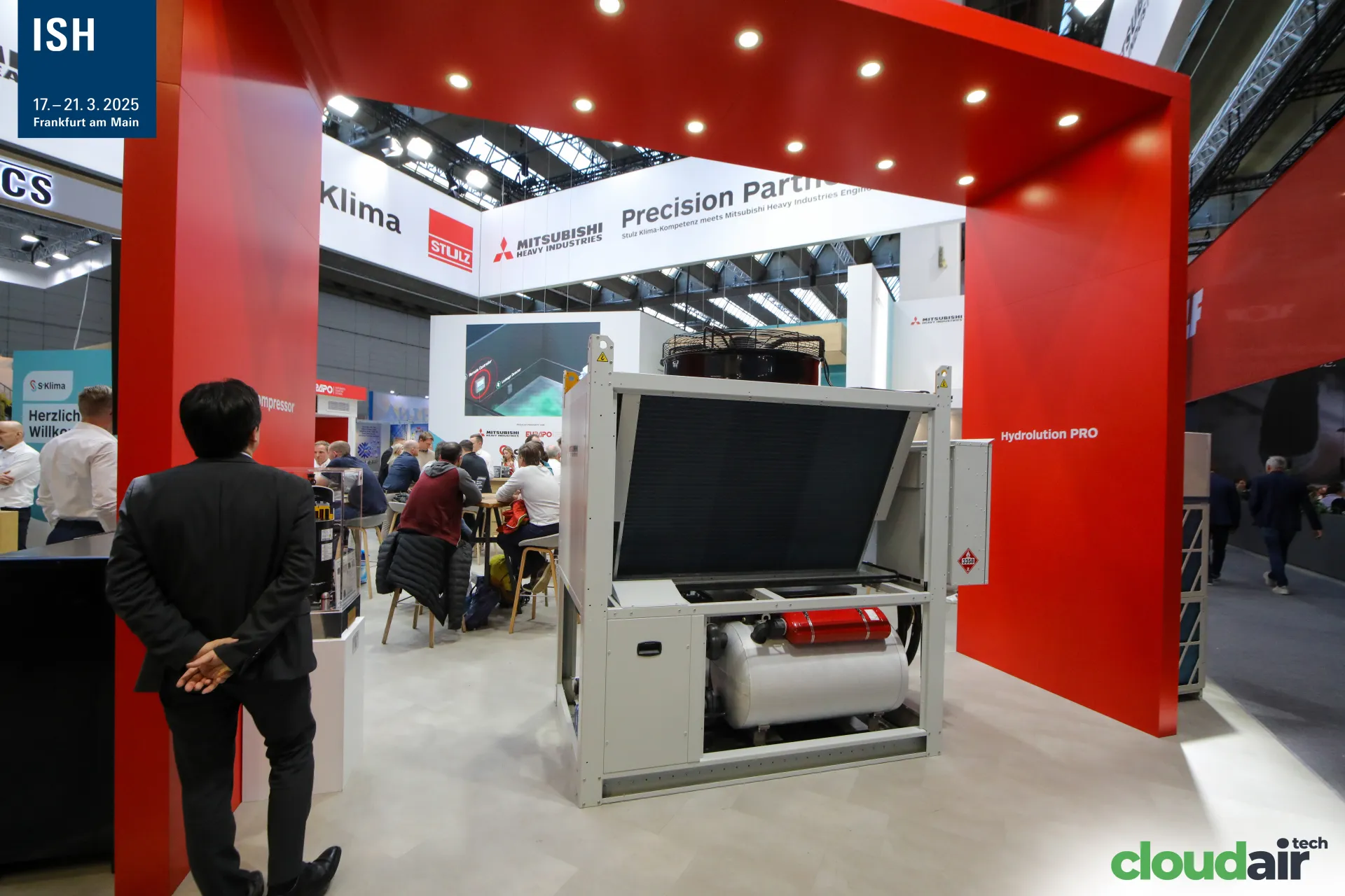Hydrolution PRO unit framed by the red Mitsubishi Heavy Industries arch at ISH 2025