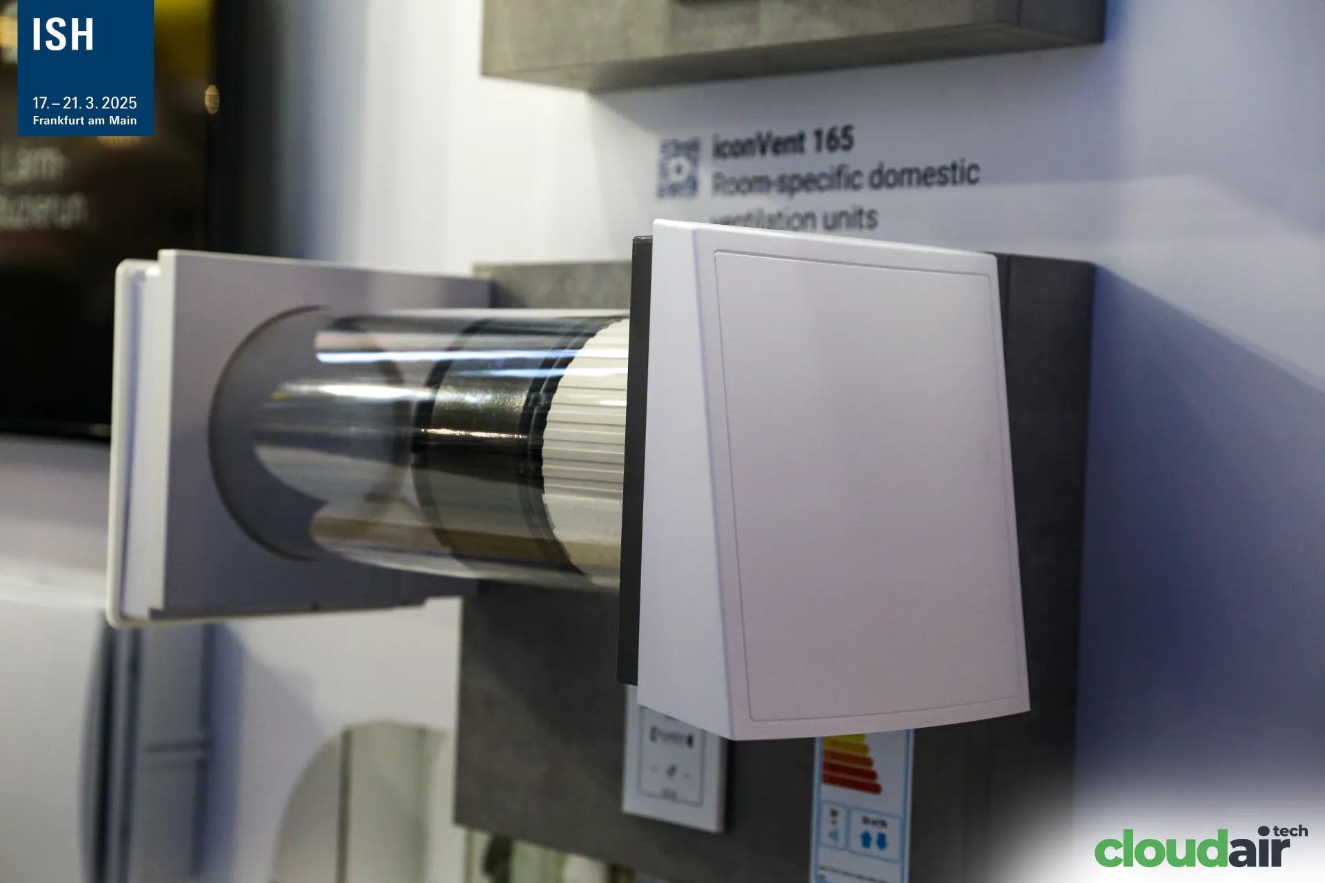iconVent 165 room ventilation unit with transparent wall sleeve at ISH 2025