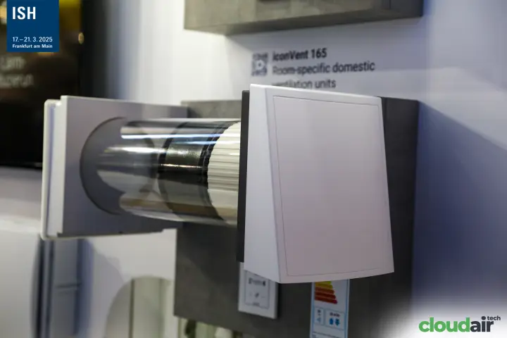 iconVent 165 room ventilation unit with transparent wall sleeve at ISH 2025