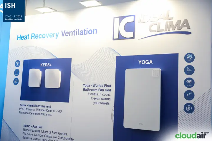 Ideal Clima wall with KERS+ heat recovery unit and YOGA bathroom fan coil