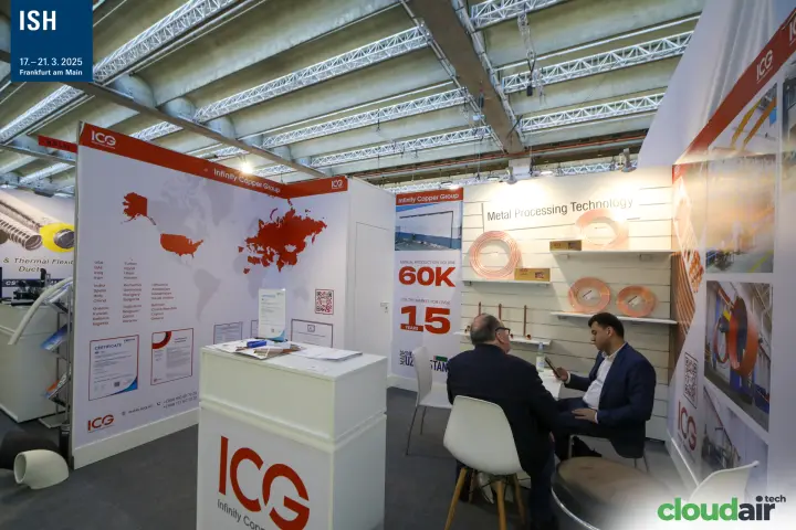 Infinity Copper Group stand with copper pancake coils at ISH 2025