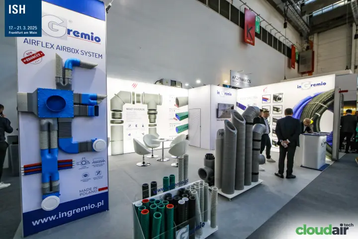 inGremio Airflex Airbox System display with flexible ducting at ISH 2025