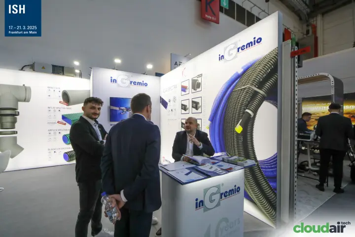 inGremio counter with Aqua Spectra pre-insulated pipe graphics at ISH 2025