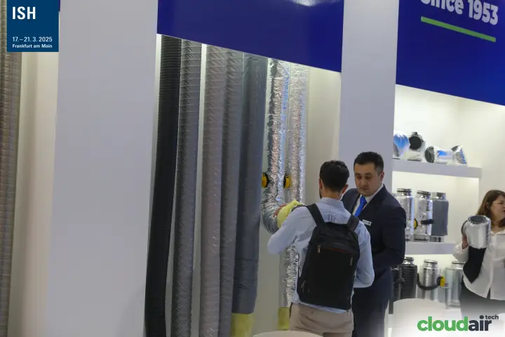 Insulated flexible ducts and silencers shown to a visitor
