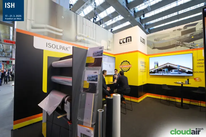 Isolpak covering rolls and brochure rack at the TTM stand