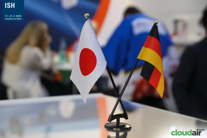 Japanese and German table flags on the Aspina counter