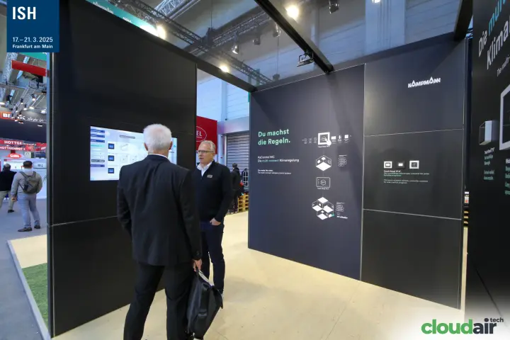 Kampmann KaControl MC climate control wall with a demo screen at ISH 2025