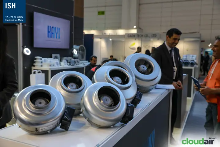 Kayi galvanised circular inline duct fans on the display counter