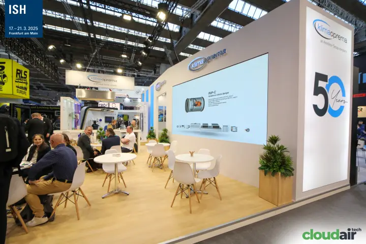 Klimaoprema lounge with LED wall featuring the RVP-C VAV damper at ISH 2025