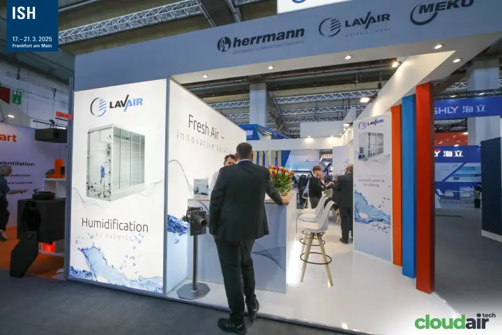 Lavair humidification stand under the Herrmann and MEKU fascia at ISH 2025