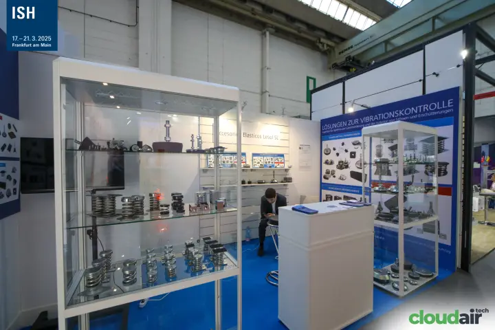 Lesol display cases of spring and rubber anti-vibration mounts at ISH 2025